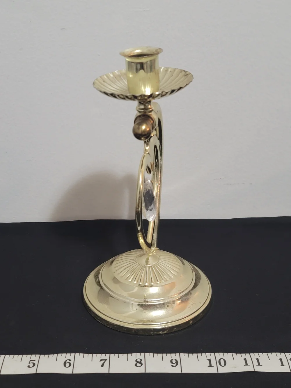 Home Interiors Brass Heart Candle Holder with Crystal Accent - Gold